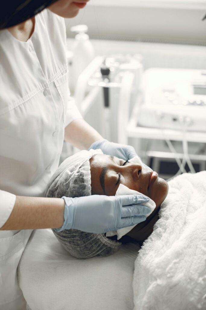 A serene facial treatment session promoting skincare and relaxation in a spa environment.
